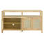 Buffet de rangement en rotin de style bohémien avec structure en bois massif, buffet avec tablettes réglables à 3 positions pour le salon et la salle à manger, conception à pousser sans poignée-1094087410
