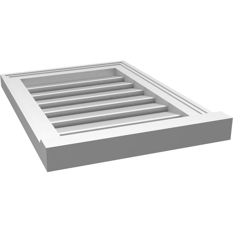 Évent à pignon fonctionnel en uréthane rectangulaire à fixation en surface, brun clair apprêté, H 22 po x l 16 po x P 2 po