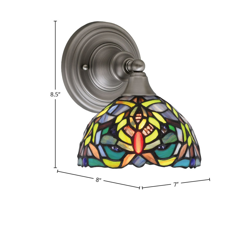 Wall Sconce With 7" Kaleidoscope Art Glass, Brushed Nickel