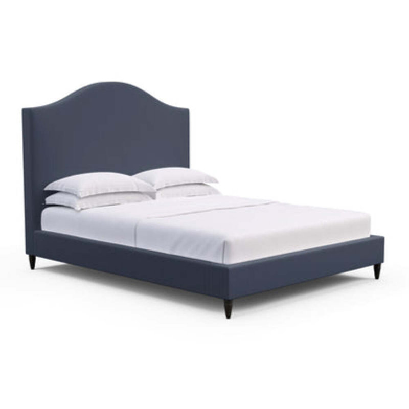 Montague Upholstered Standard Storage Bed, Box Weave Linen Bluebell, Full, Weathered