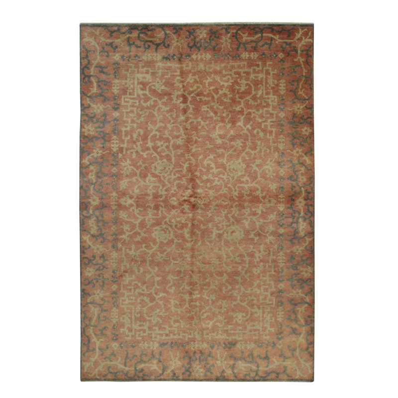 Tapis rouge en laine noué à la main Madina, Rectangle 9 pi x 12 pi