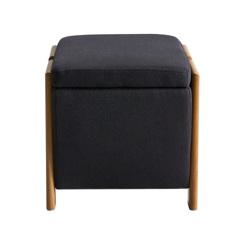 45cm Wide Square Solid Colour Pouffe Ottoman with Storage, Black