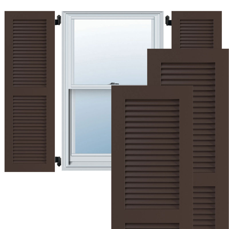 Deux volets à persiennes en PVC True Fit, Brun raisin, 75", 15"