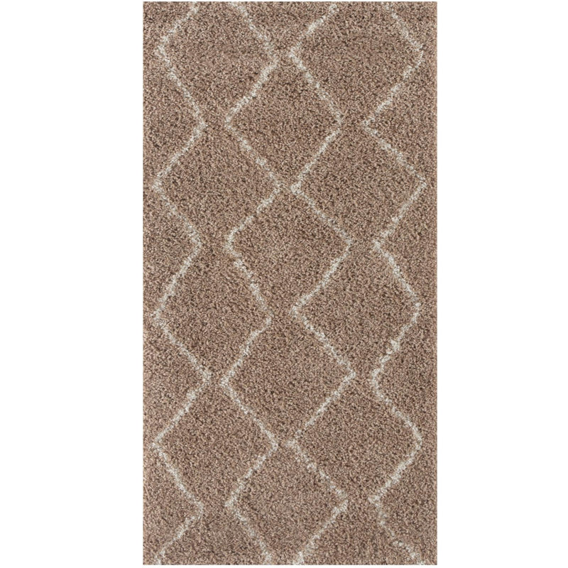 Moroccan Shaggy Collection Rugs Boho Design in Beige/Ivory, Rectangle 160 x 230cm