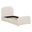Structure de lit avec tête de lit tapissier recouverte de lin, pieds en bois massif, beige-435236687