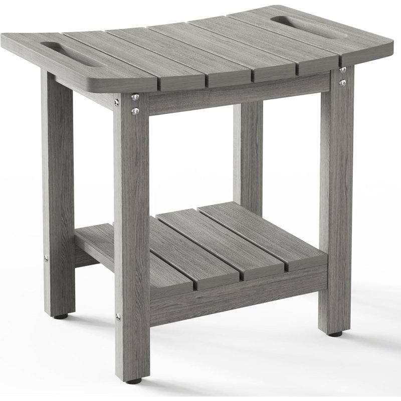 Shower Benches for Inside Shower, Shower Stool with Space-Efficient Storage Shelf, Gray
