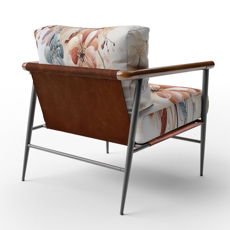 Fauteuil d'appoint rembourré White Botanical Collage, Noir