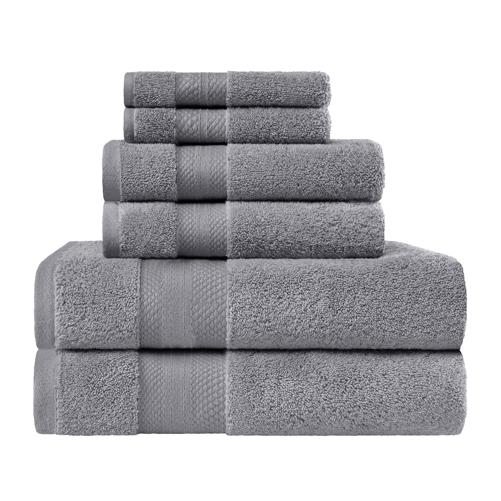 Finnian Ultra-Plush Heavyweight, 100% Turkish Towel Collection, Gray, 6 Piece Towel Set