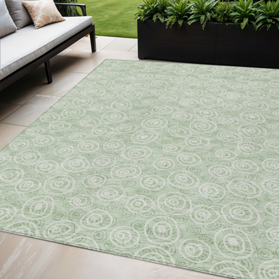 Tapis intérieur / extérieur 5 pi x 8 pi vert menthe artichaut et ivoire