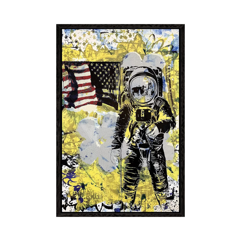 Flower Disaster With MTV Astronaut by Taylor Smith - Print on Canvas, 66.04 cm H x 45.72 cm W, Black Framed