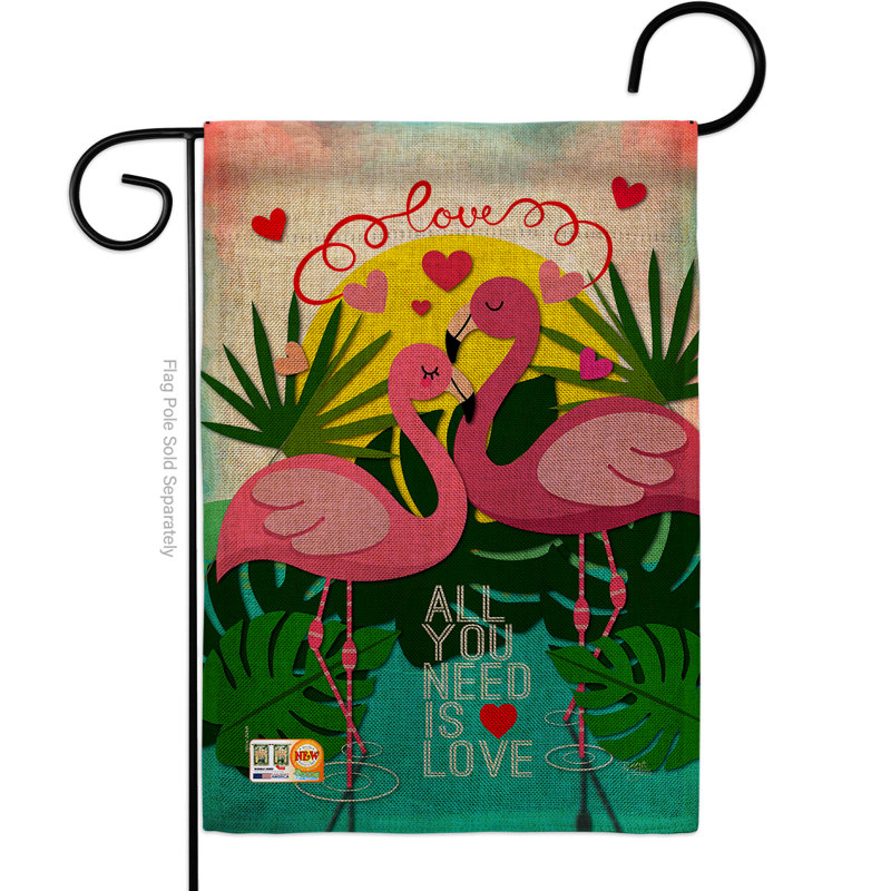 Drapeau de jardin en polyester 18,5 x 13 po Brenham Flamingo Lover Spring, Toile de jute