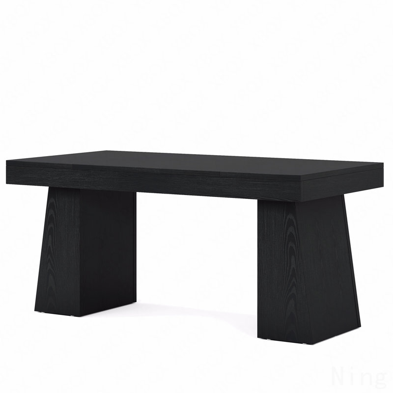 Bureau de direction de 55 po de style Mid-Century moderne, mobilier de bureau en bois noir avec double base trapézoïdale