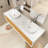63 In. W X 21.7 In. D X 15.7 In. H Double Sinks Wall Mounted Bath Vanity In F.Oak With White Solid Surface Top