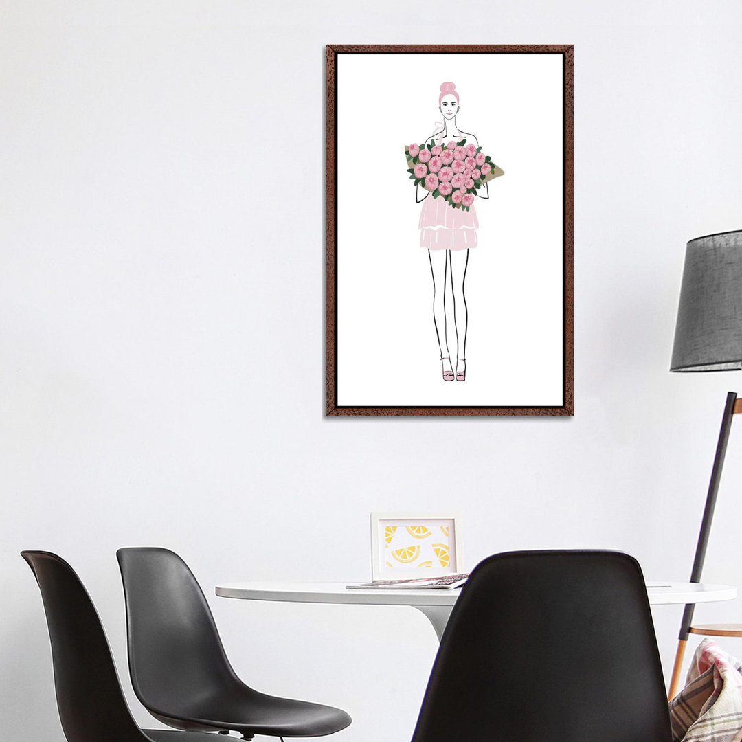 Rosa Pfingstrose Mädchen Mode Illustration von Blursbyai - Galerie-verpackt Leinwand Giclée