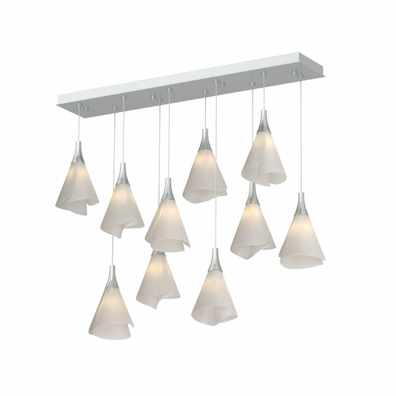 Luminaire suspendu rectangulaire à 10 lumières Mobius, Platine rétro, 80"