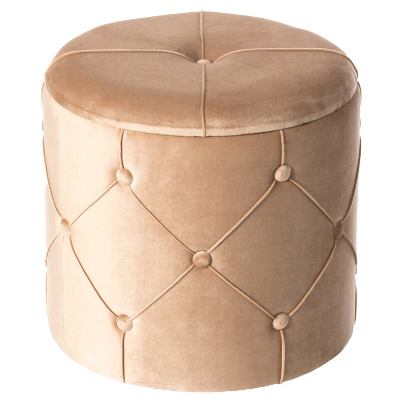 Hanes Velvet Ottoman, Beige Velvet