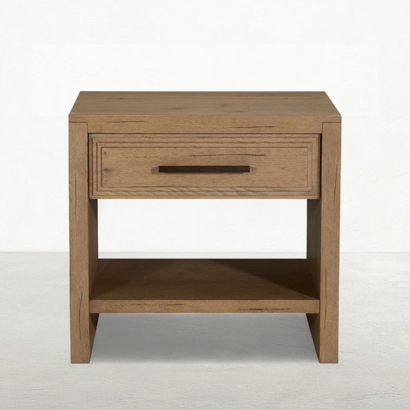 Wren Oak Wood Nightstand - 1 Drawer, Dawn
