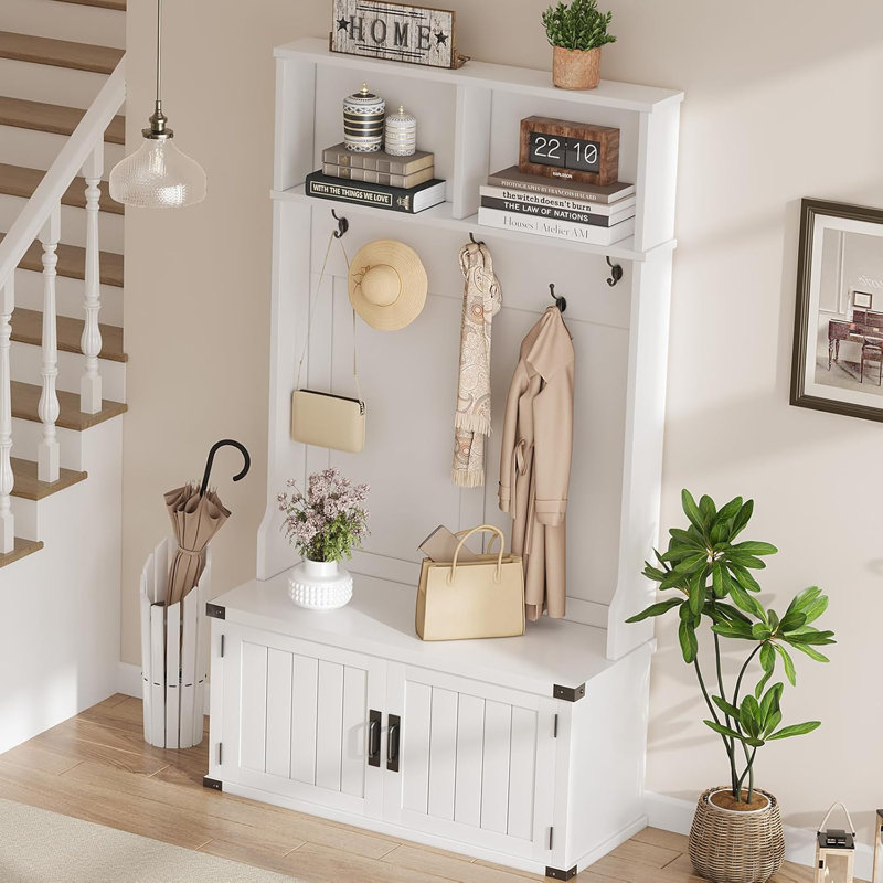 Portemanteau avec banc et rangement pour chaussures