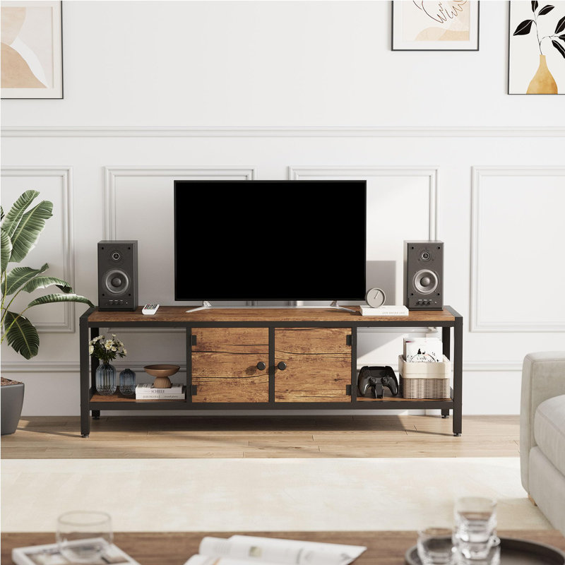 TV Stand With Storage,TV Entertainment Center TV,Wooden TV Stand For Living Room, Bedroom, 58", Brown