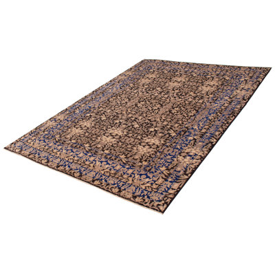 Tapis noir en laine New Age de conception unique 8 pi 10 po x 12 pi 2 po Busina