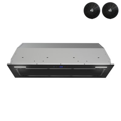 Streamline 36 In. T-11503-1-CL Messina Convertible Insert 350 CFM Range Hood In Glossy Black With Mesh Filters, Touchpad Control, LED Lights