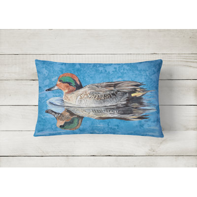 Teal Duck Indoor/Outdoor Throw Pillow