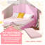 Cadre de lit pour enfants, lit plateforme pour tout-petits en forme d'ours, rose