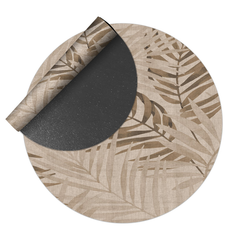 Alxander Floral Vinyl Area Rug, Round 200cm
