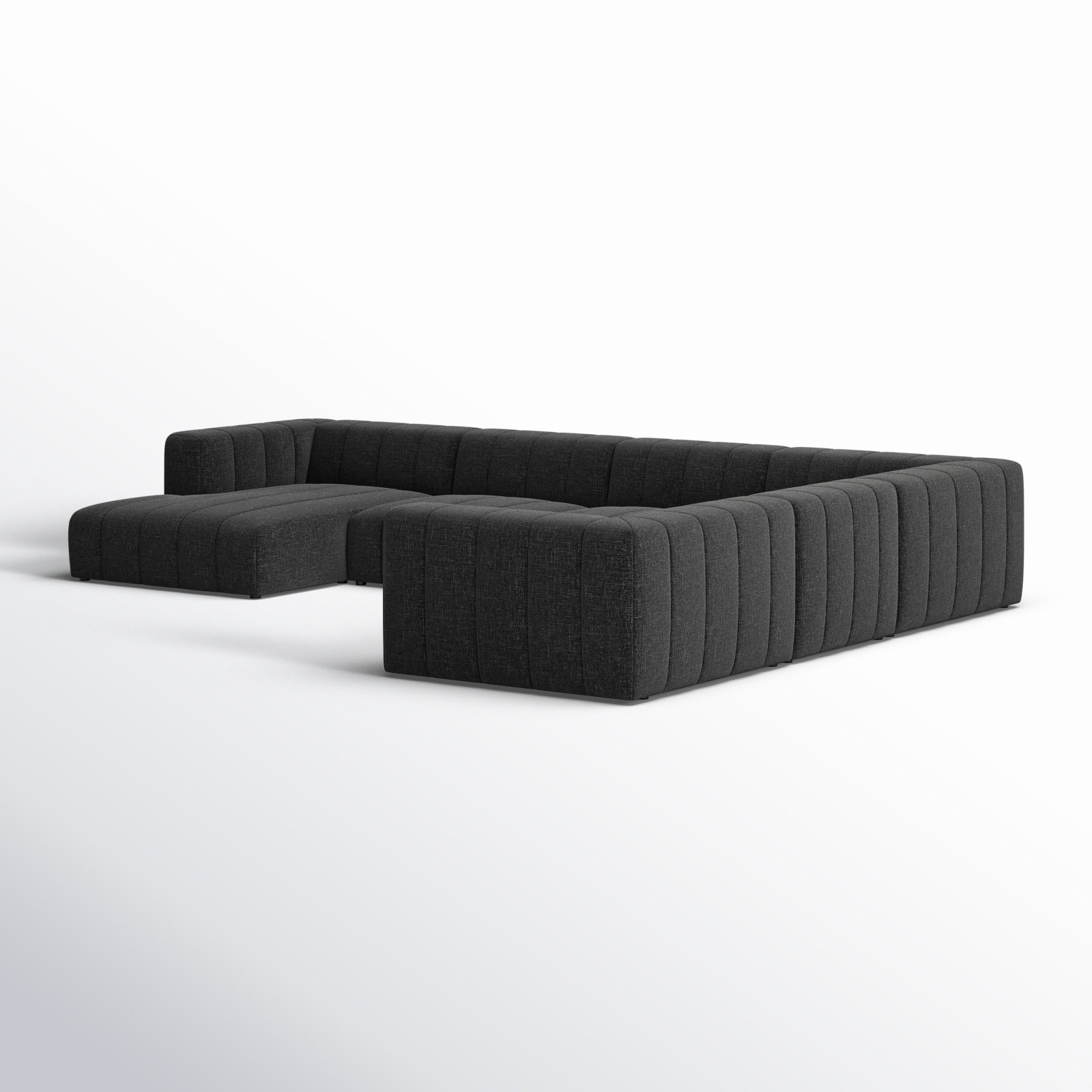 Bowry Modular Sectional, Right Hand Facing, Saxon Charcoal Polyester Blend, 25" H x 157" W x 122" D