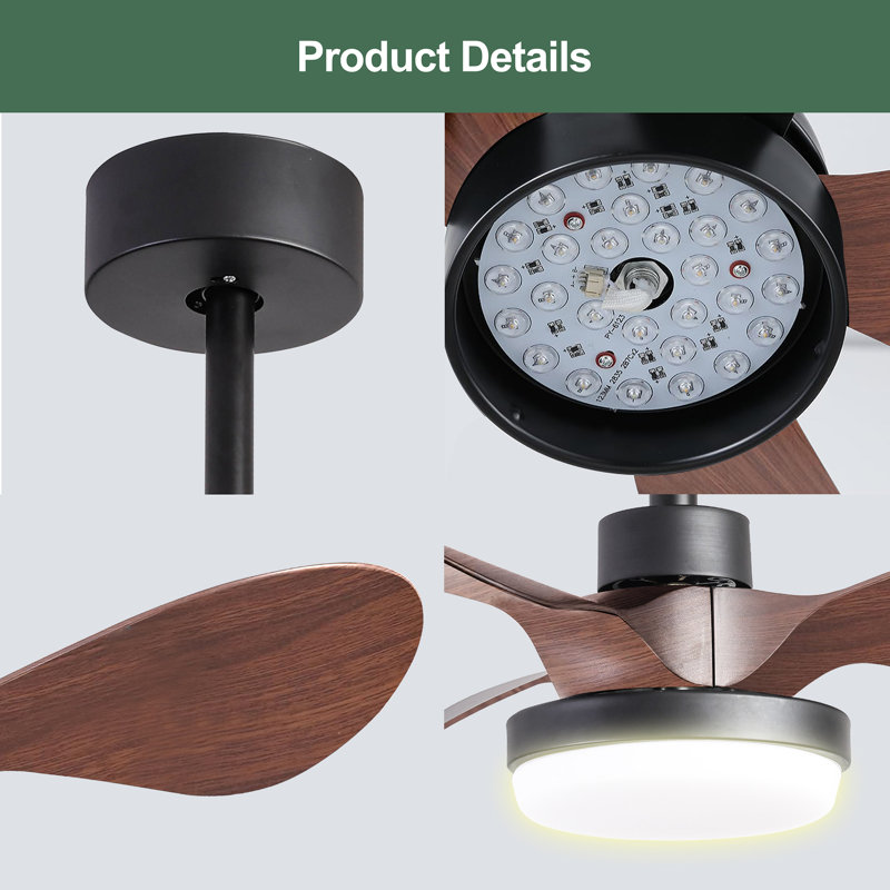 Ventilateur de plafond à DEL Imela avec télécommande et ensemble d'éclairage inclus, Brun mat