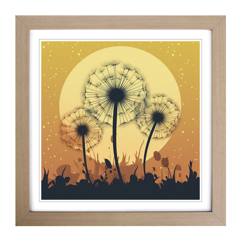 Dandelion Retro - Framed Print, Oak