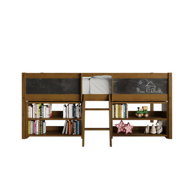 TWIN SIZE WOODEN LOFT BED IN WALNUT