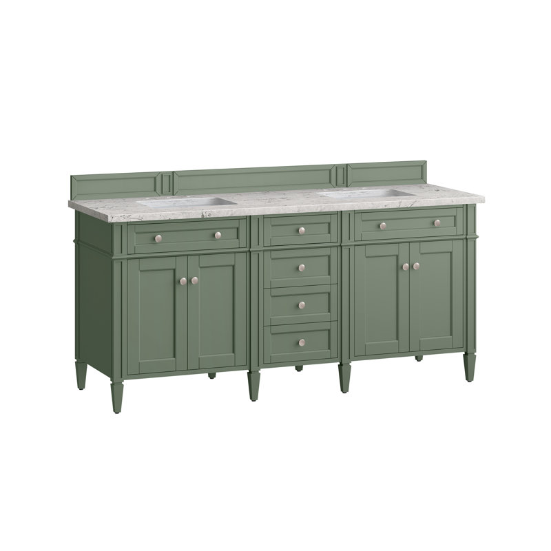 Brittany 72'' W Double Vanity, Eternal Jasmine Pearl, Smokey Celadon