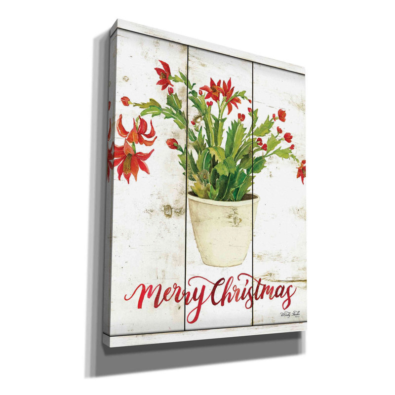 «Merry Christmas Cactus» par Cindy Jacobs, art mural sur toile, L 12 po x H 16 po x P 0,75 po