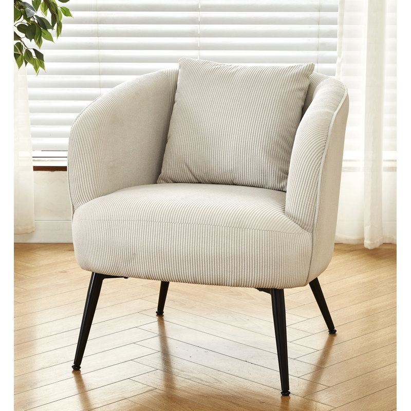 Fauteuil moderne en velours côtelé, Velours côtelé blanc