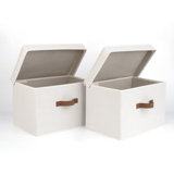 Set of 2 Storage Fabric Boxes with Lids