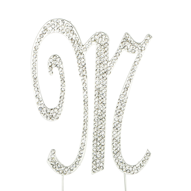Surmatelas à gâteau "m" rhinestone, Argent