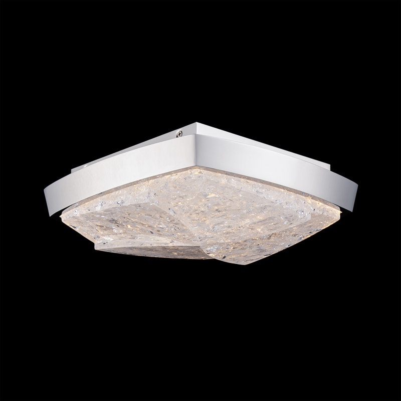 Kenji Dimmable LED Flush Mount With Reclaimed Crystal Diffuser, Polished Nickel