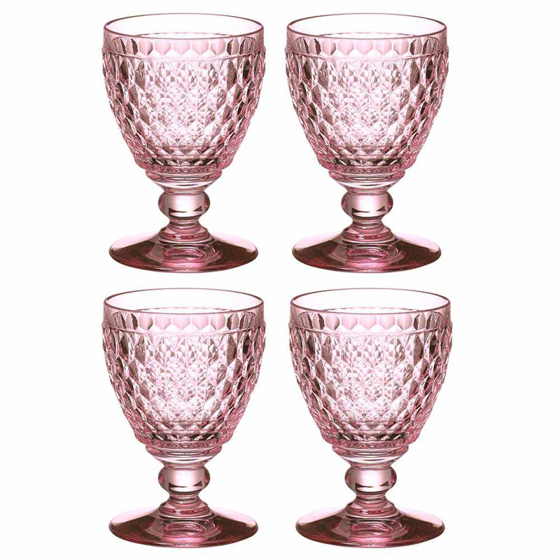 Forest Green Textured Crystal Goblet Glass Set of 4