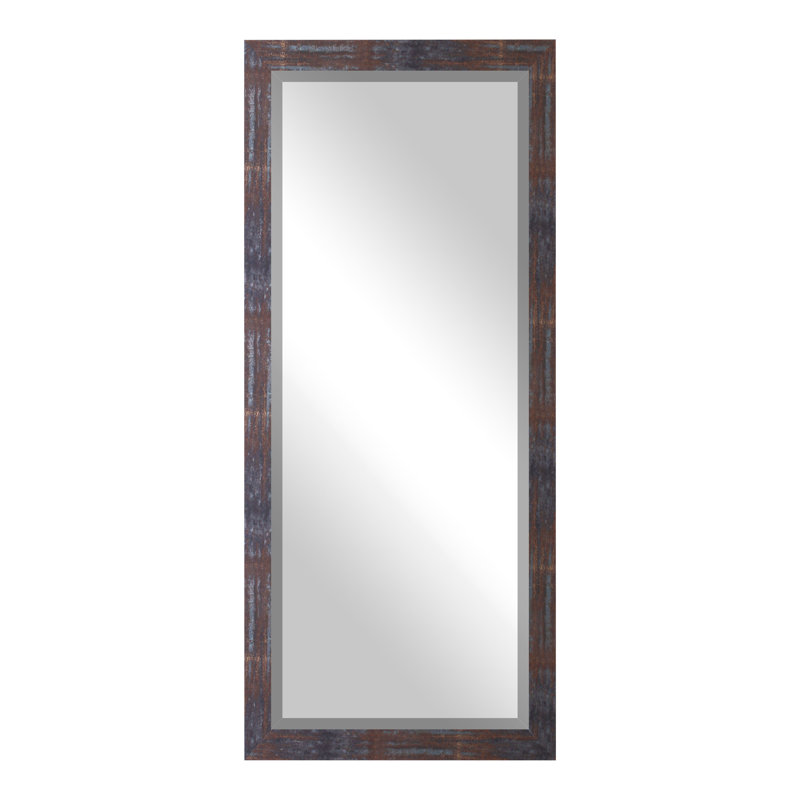 Beveled Full Length Mirror, Industrial Steel Brass