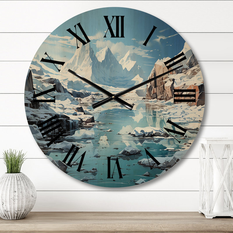 Antartica Chilling Abstraction An II - Winter Landscape Oversized Wood Wall Clock, Petit