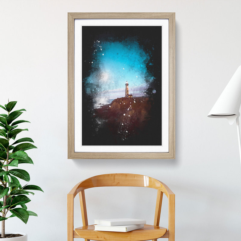 Pigeon Point Lighthouse - Picture Frame Graphic Art Print, 45cm H x 33cm W x 2cm D, Oak Framed