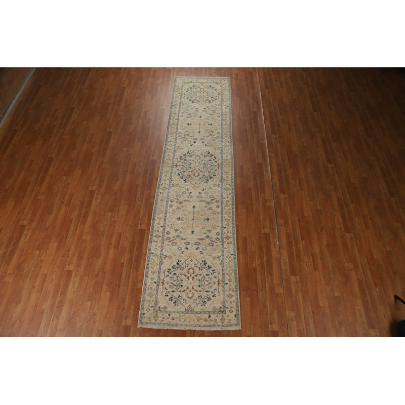 Vegetable Dye Oushak Turkish Runner Rug 3x12