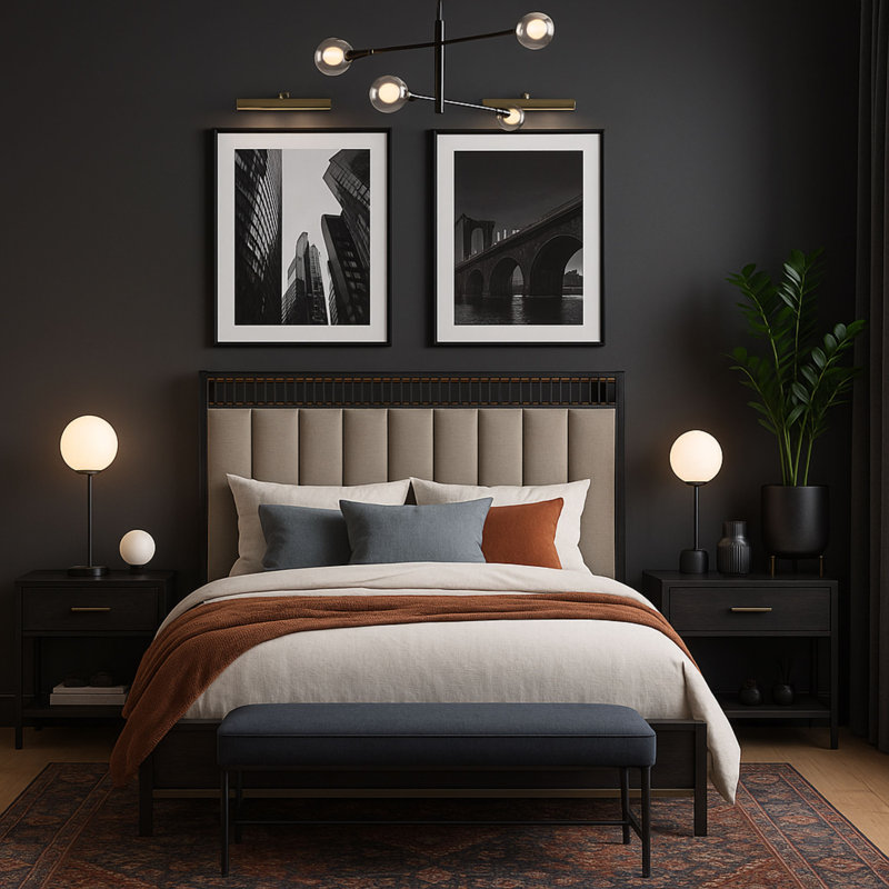 Aurora Upholstered & Strap Panel Bed, Queen