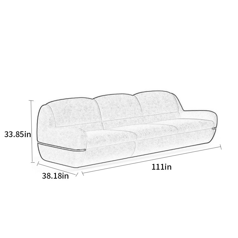 Canapé rétro en tissu de style wabi-sabi, H 33,85 po x l 111 po x P 38,18 po