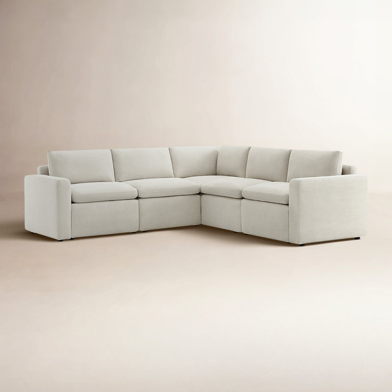 Lana 5 - Piece Upholstered Power Reclining Modular Sectional, Effie Linen Performance Linen