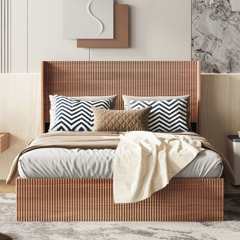 Base de lit plateforme grand, Naturel, Grand lit