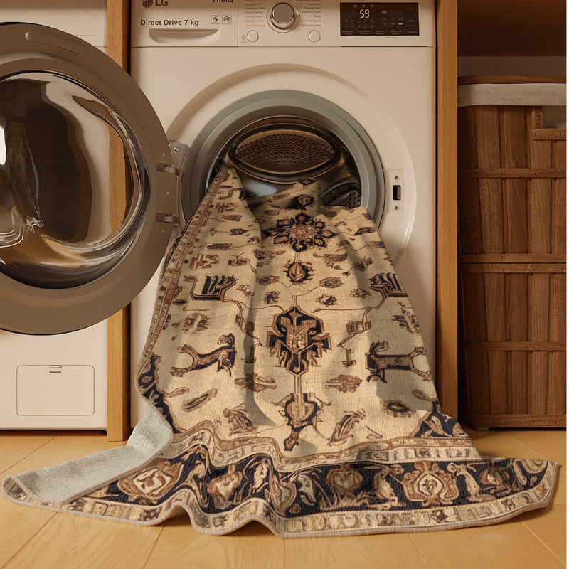 Tapis brun lavable à la machine, Rectangle de 5 pi x 8 pi