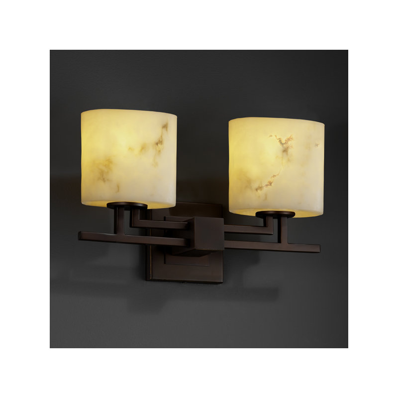 Éclairage pour meuble-lavabo de salle de bain 2 lumières LumenAria Aero, Bronze foncé, Cylindre évasé