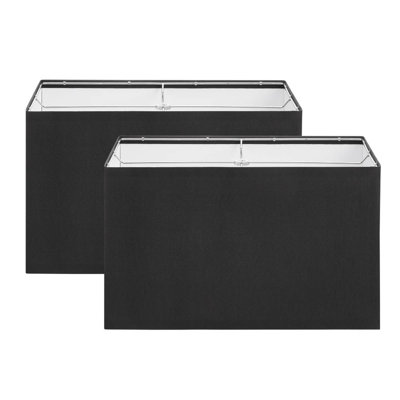 # 38753-2, Abat-jour rectangulaire escamotable de style contemporain avec tissu ajouré noir (17 + 11) haut X (17 + 11) bas X 10 po hauteur, ensemble de 2